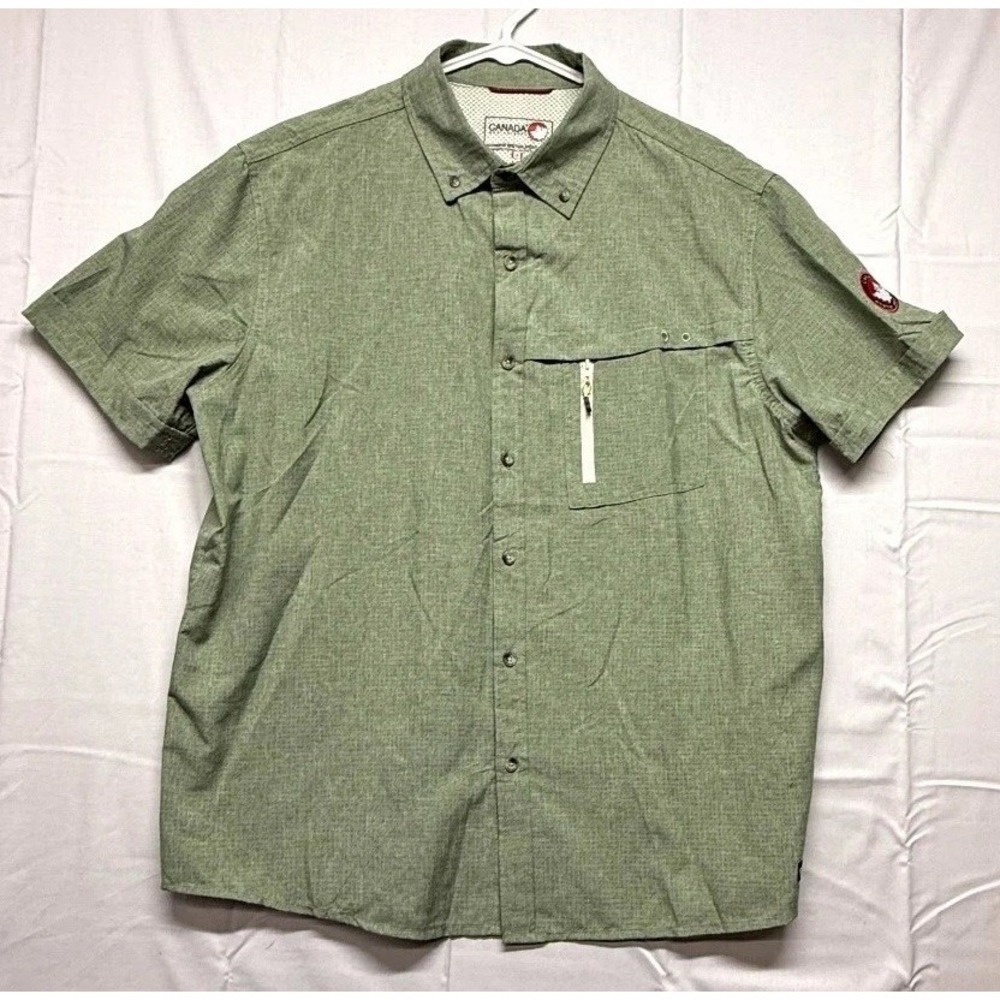 Canada Weather Gear Shirt Mens L Green Authentic Heritage Sportswear Button Down